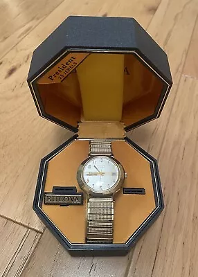 Vintage N2 1972 Bulova President Men’s Automatic 10k Gold Rolled 23j Watch • $50