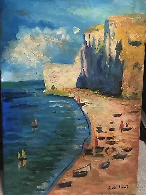 Cliffs Of Normandy By Claude Monet 1881 Signed Oil On Canvas Painting • $14000