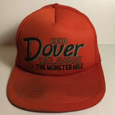 Vintage 1990 Dover Delaware THE MONSTER MILE Red Snapback Hat Cap MOTOR SPEEDWAY • $11