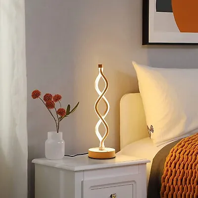 £29.22 • Buy LED White Desk Lamp Dimmable With Switch 12W Double Wave Bedside Lamp Bedroom
