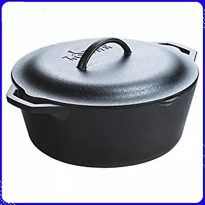 Lodge Cast Iron Serving Pot Dutch Oven W/ Dual Handles Pre-Seasoned 7-QtBlack • $69.98