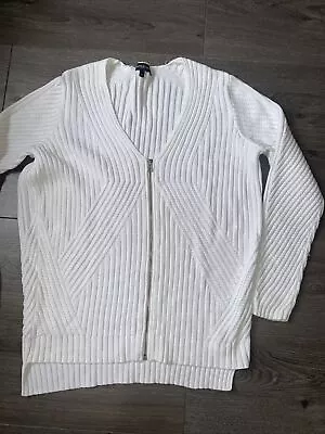 £4.99 • Buy Womens M&S White Colour Cotton Ribbed Zip Up Cardigan UK Size 12