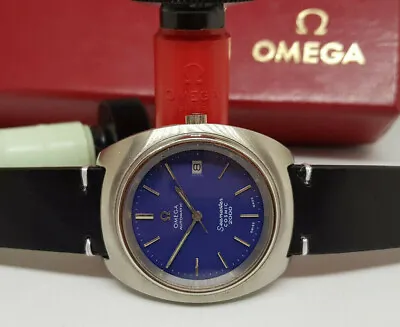 Vintage Omega Seamaster Cosmic 2000 Blue Dial Date Automatic Man's Watch • $985.29