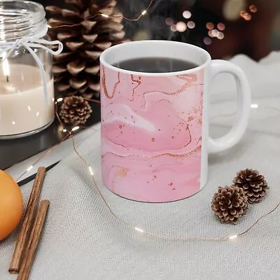Pink Swirl Ceramic Mug 11 Oz W Gold Streak Design Gift For Family & Friends G1 • $17.99