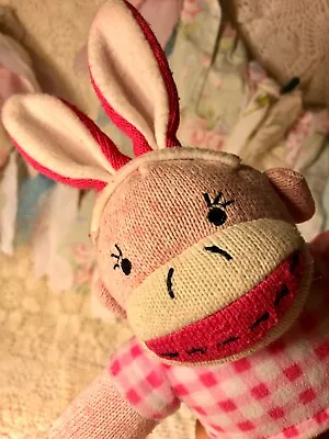 $11.99 • Buy Pink Sock Monkey W/bunny Ears Doll Plush  DanDee