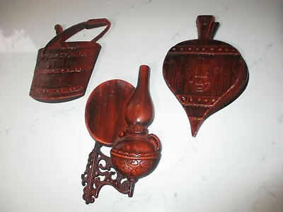 Vtg Hoda Metal MCM Kitchen Room  Wall Decor 3 Piece Lantern Bellows Bucket • $4.99