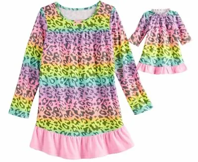 Girl 4-14 And Doll Matching Cheetah Nightgown Clothes Ft American Girl Dollie Me • $16.99