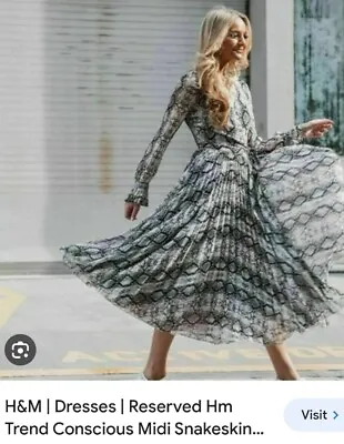 H&M Pleated Dress Size 10 UK 6 US Snake Print Blogger Fav Insta Zara Printed NEW • £30