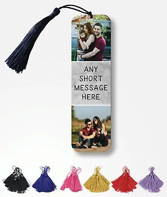 Personalised Metal Bookmark With Photos And Text - Christmas Gift - Grey Wash • £6.95