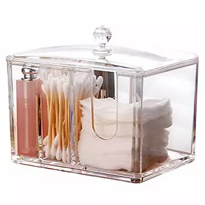 Qtip Cotton Pad Holder Dispenser Cotton Ball And Swab Storage With Lid Clear Acr • $13.55