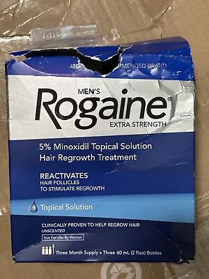 Men's ROGAINE 5% Minoxidil Solution 3 Month Supply DAMAGED BOX Exp: 2026/02 • $35.99