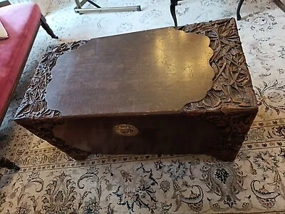 Large Carved Camphor Wood Chest • £100