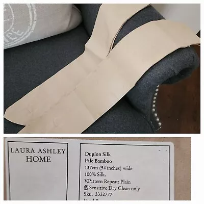 Laura Ashley Dupion Silk Curtain Tie Hold Backs For One Window In Pale Bamboo • £19.50