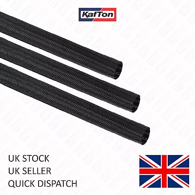 Black Braided Cable Sleeving Expandable Wire Harness Marine Auto Sheathing • £198.79