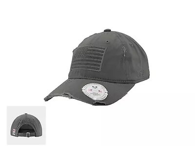 Grey US American Flag Patch Relaxed Fit Vintage Look Hat Cap • $28.61