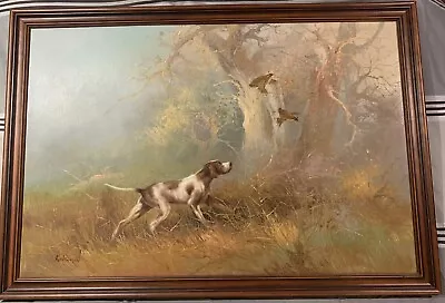 £949 • Buy EUGENE KINGMAN (1909-1975) OIL ON CANVAS. GUN DOGS HUNTING SCENE Signed