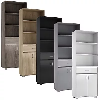 5 Tier Wooden Free Standing Display Cabinet Bookcase Wide Shelves Drawer Storage • £84.99