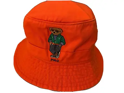 NWT Polo Ralph Lauren Bucket Hat - Polo Bear Chino - Orange - Adult S/M (8048) • $48.99