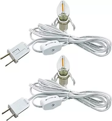 2 Pack Accessory Cord With 2 C7 Led Light Bulb Candelabra-Base E12 Socket Whi • $14.99