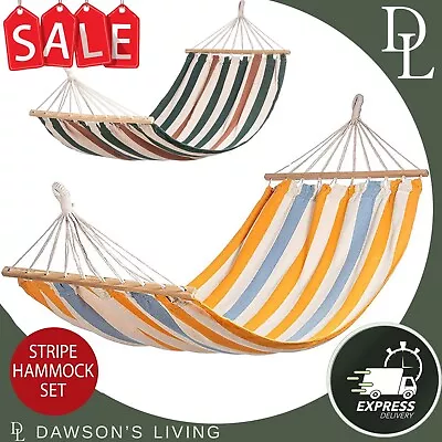 Striped Garden Hammock By Dawsons Living Swinging Lounger Durable 1 Seat/Person • £14.99