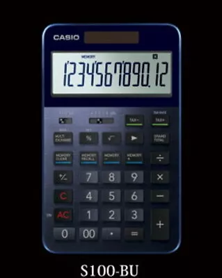 Casio Calculator S100BU Premium 50th Flagship Model Aluminum Body Navy Blue • $264.80