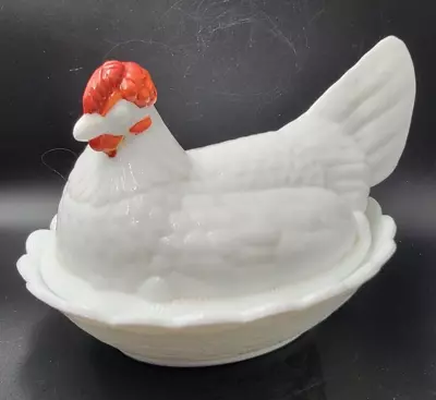 Vintage White Milk Glass Candy Dish- Chicken Basket Design • $12