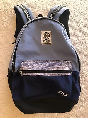 Victoria's Secret Love Pink Blue Backpack Book Bag School Collegiate Hiking • $21.50