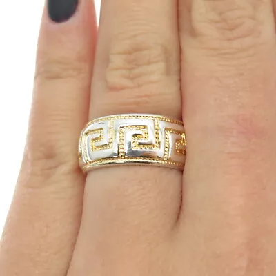 MILOR 925 Sterling Silver 2-Tone Italy Greek Maze Band Ring Size 6.25 • $49.99