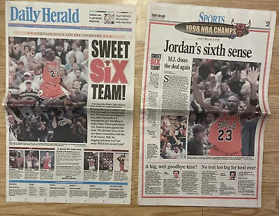 June 15 1998 Chicago’s Daily Herald Newspaper Bulls NBA Champions • £24.10