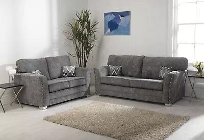 Luxury Essex Corner Sofa 3 Seater 2 Seater Sofa Set Platinum Fabric- Fullback • £399.99