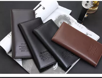 Men's Business Bifold Leather Wallet Long Clutch Bifold Card Case Holder Cash • $8.24