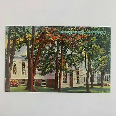 Postcard Pennsylvania Milford PA Methodist Church 1940s Linen Unposted • $1