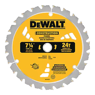 DEWALT 7-1/4  24T Carbide Thin Kerf Framing Circular Saw Blade (DW3178) • $13.31