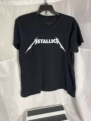 METALLICA Logo Black T Shirt Distressed Short Sleeve Sz XL Rock Metal Mens • $12