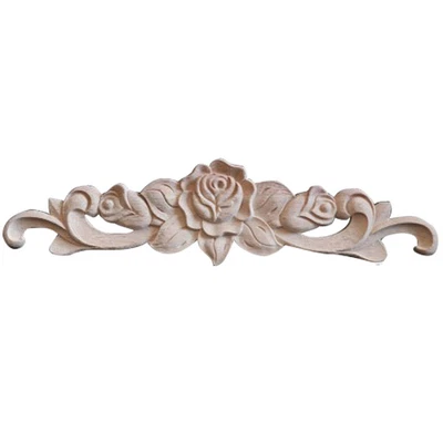 $8.28 • Buy Home Wood Carved Unpainted Applique Furniture Decor Long Corner Onlay Vintage