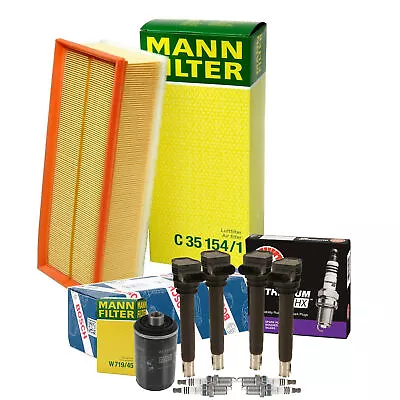 Mann Filters Bosch 4 Coils NGK 4 Ruthenium HX Spark Plug Tune Up Kit For Audi VW • $190.95