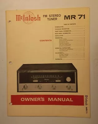 McIntosh Hii-Fi Stereo Owner's Manual  / McIntosh Catalog • $30