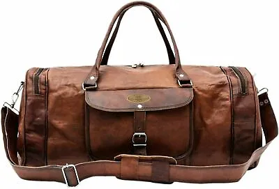 $32.59 • Buy Large 30  Unisex Travel Bag Genuine Vintage Leather Duffel Weekend Gym Overnight