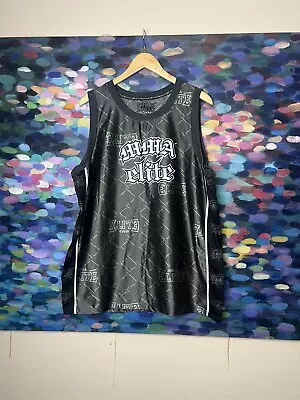 MMA Elite All Over Print Chains Logo Spellout Jersey Tank Top Shirt Size L • $18.99