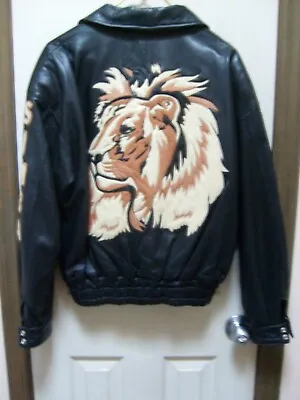 Michael Hoban North Beach Black Leather Simba Jacket-Size Small • $175