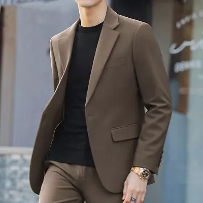 Business One Button Blazer Coat Men's Slim Fit Dress Suit-Jacket Top Long Sleeve • $44.44