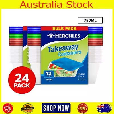 2 X 12pk Hercules 750mL Takeaway Food Containers NEW AU Free Shipping • $8.88