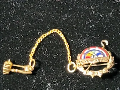 Order Of The Rainbow Girls Masonic Gavel Pin 10K Yellow Gold & Enamel 1.8g BFCL • $49.99