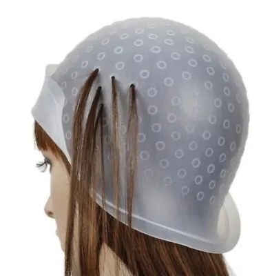 Reusable Silicone Dye Hat Cap Hair Colour Highlighting Hairdressing With Hook UK • £5.99