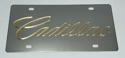 Cadillac Gold Script Emblem 3D Chrome Stainless Steel License Plate Made In USA • $39.95