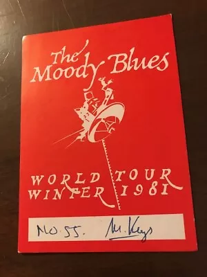Moody Blues - World Tour 1981 - Backstage Pass Signed By Mike Keyes (color Red) • $37.77