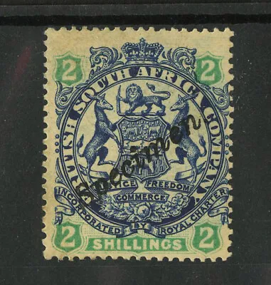 M18662 Rhodesia 1899-97 SG47S - 2/- Indigo & Green/buff Overprinted SPECIMEN. • £33