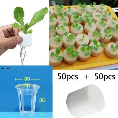 50pcs Hydroponics Plant Grow Net Cup Mesh Aeroponic Aquaponic Mesh Pot Basket • £7.48