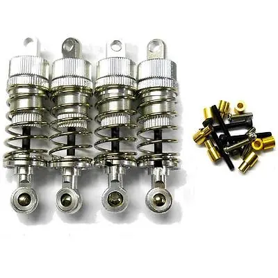 L355 1/10 Scale Car Alloy Adjustable Shock Absorbers Dampers 55mm Silver X 4 • £18.46