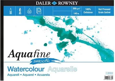 Daler Rowney Aquafine Aquarelle Artists Watercolour SMOOTH Pad A4 Hot Pressed • £11.26